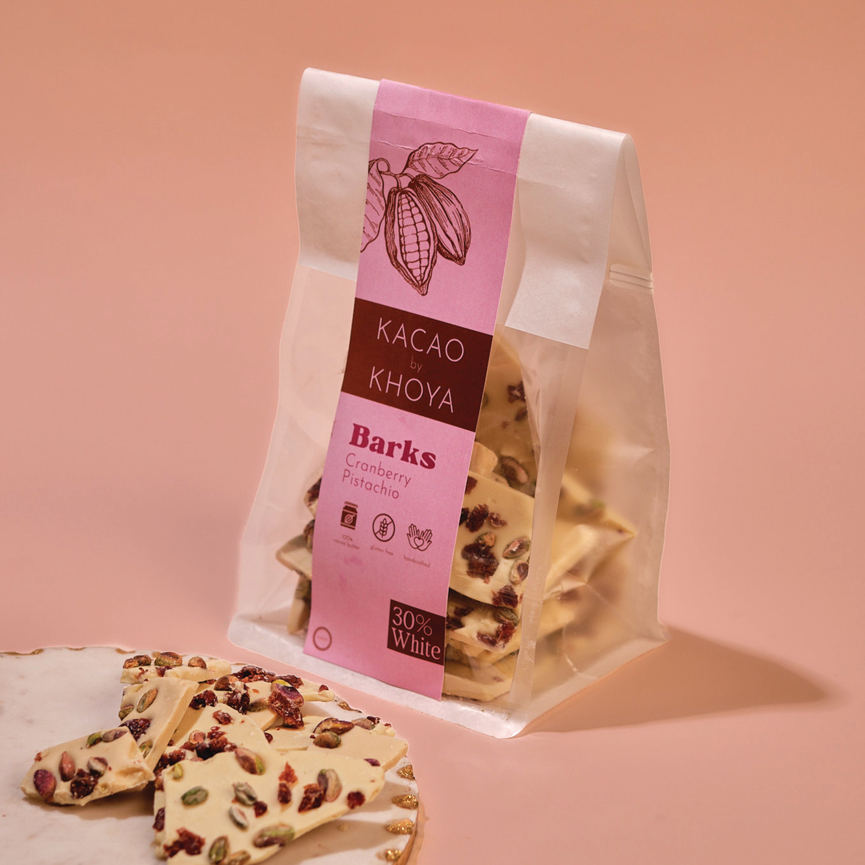 Cranberry Pistachio Barks - 30% White Chocolate