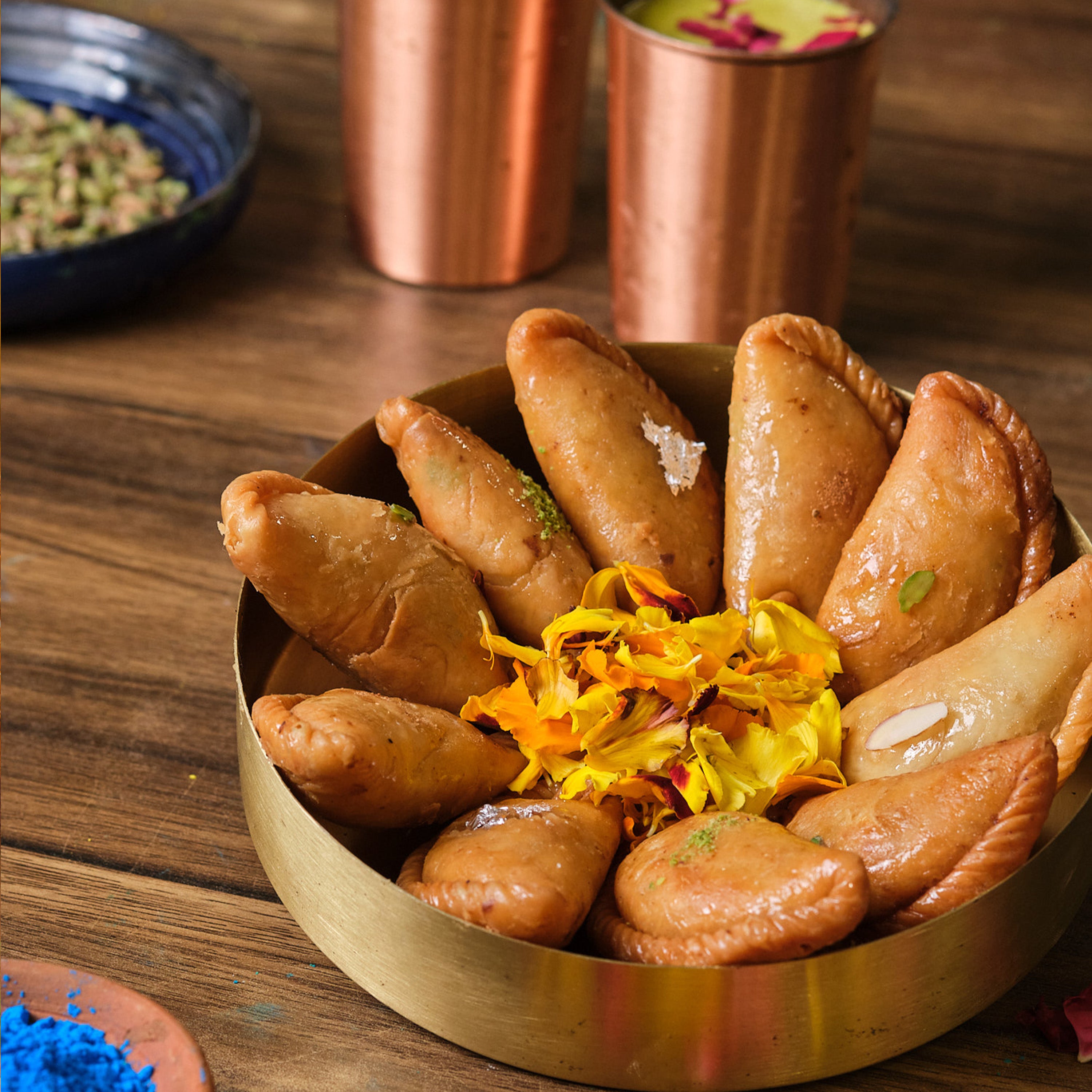 Round Brass Gujiya Box